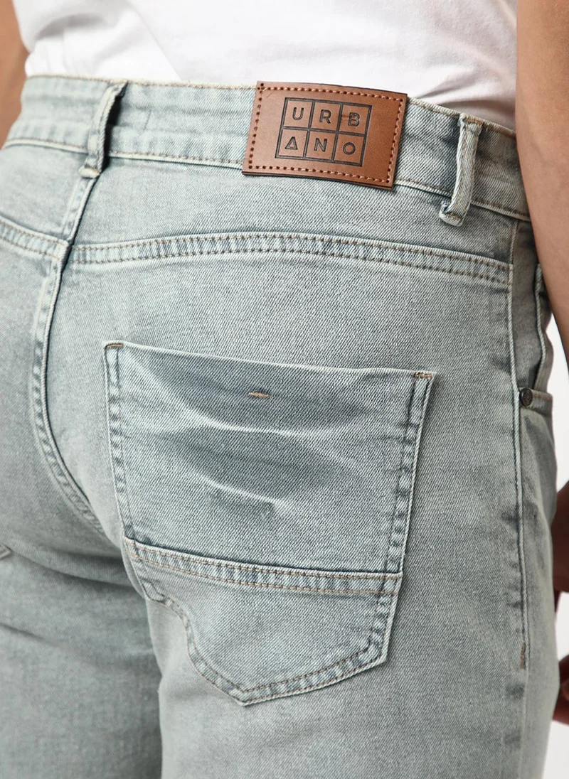 Urbano Fashion  Urbano Fashion Men's Ice Grey Regular Fit Heavy Washed Denim Jeans Stretchable for Men | Best Price UAE